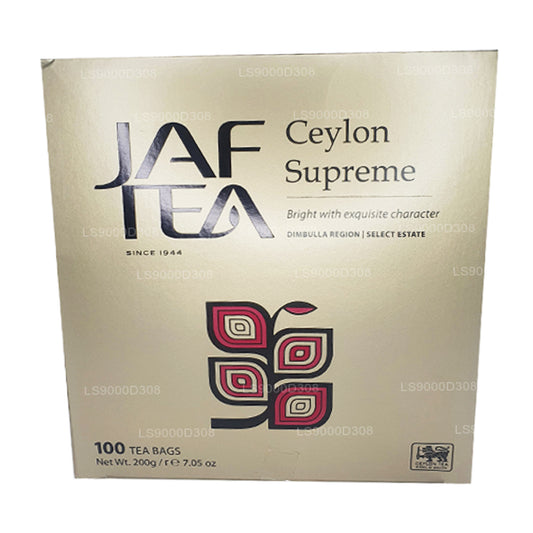Jaf Tea 클래식 골드 컬렉션 실론 슈프림 100 티백 스트링 및 태그 (200g)