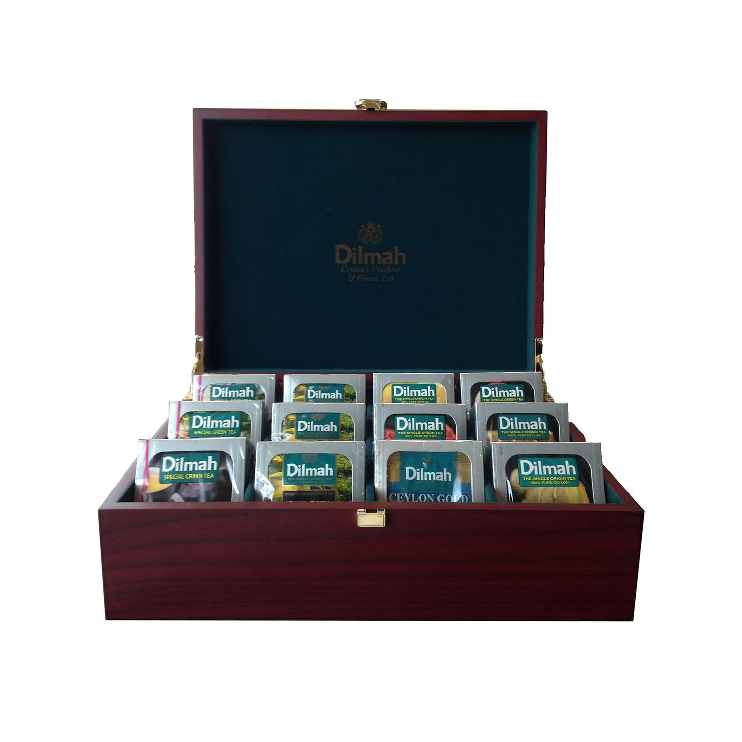 Dilmah Luxury Wooden Presenter Tea Display Chest with 120 Enveloped Teabags - Gourmet 12 Slot