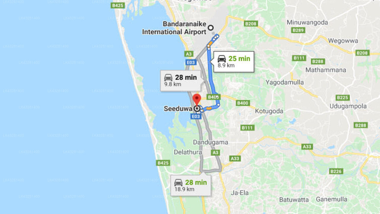 Transfer between Colombo Airport (CMB) and Randoni Villa, Seeduwa